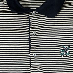 Bobby Jones Golf Polo Shirt Men's L‎ Gold Black Striped Rugby Casual Soft Cotton